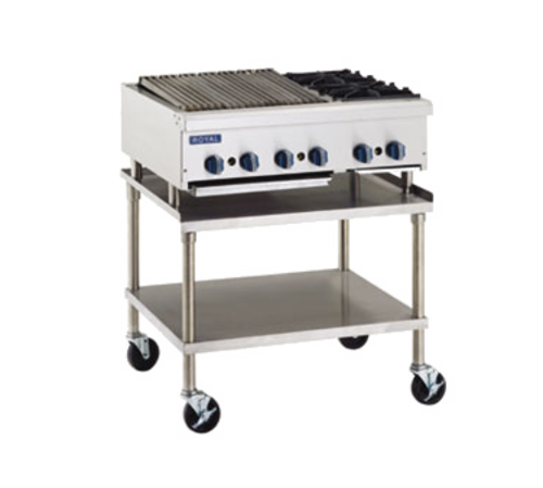 Royal Range RRB-12OB2-LP 24" W Stainless Steel Countertop Liquid Propane Charbroiler or Hotplate - 72,000 BTU