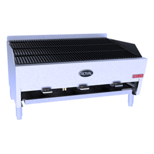 Royal Range 5223-LP 52" W Stainless Steel Countertop Lava Rocks Natural Gas Charbroiler Delux Series - 150,000 BTU