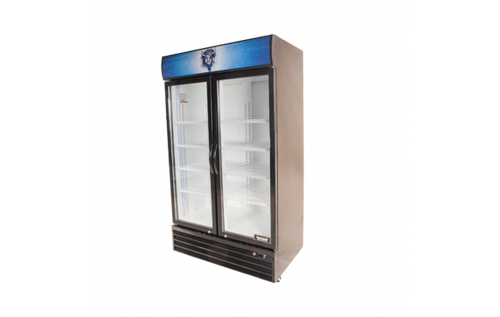 Bison BGM-35 35 Cu. Ft. Two-Section Black Exterior Reach-In Glass Door Refrigerator - 115 Volts 1-Phase