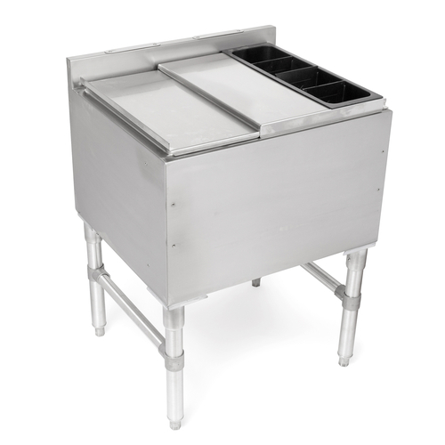 John Boos UBIB-2112 12"W x 21"D x 32.5"H Stainless Steel 3"H Backsplash Underbar Ice Bin/Cocktail Unit