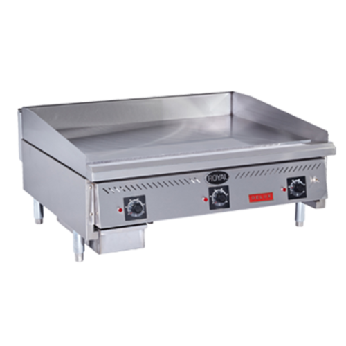 Royal Range RDSA-36 36" W Cooking Surface Stainless Steel Countertop Natural Gas 3 Burners Griddle Delux Series - 90,000 BTU