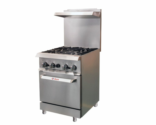 MVP Group IR-4-24CO-NG 24" W Stainless Steel 4 Open Burners 1 Convection Oven Natural Gas IKON Cooking Range - 153,000 BTU