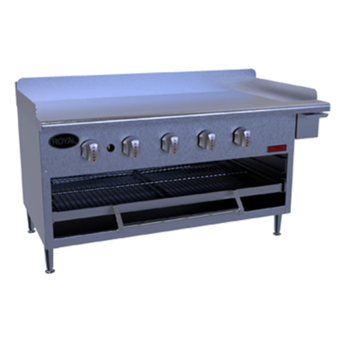 Royal Range GB-48-NG Stainless Steel Countertop Natural Gas Delux Series Griddle and Overfire Broiler - 70,000 BTU