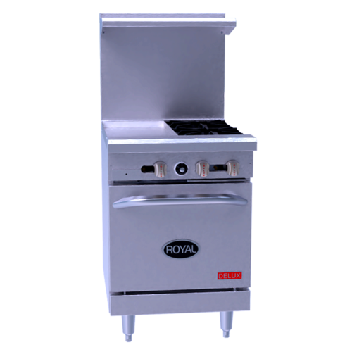 Royal Range RDR-2G12-NG 24" W Stainless Steel Natural Gas Restaurant Range Delux Series - 107,000 BTU