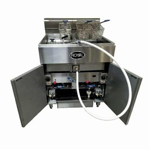 Royal Range RFT-50-3-CM-NG 150 Lbs. Stainless Steel Natural Gas Floor Model Multivat Fryer Battery - 342,000 BTU