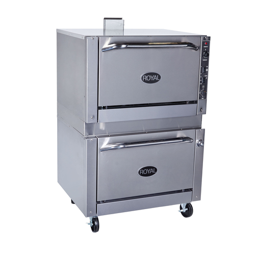 Royal Range RR-36-DS-C-NG Stainless Steel Front and Sides 1 Standard and 1 Convection Liquid Propane Deck Oven - 65,000 BTU
