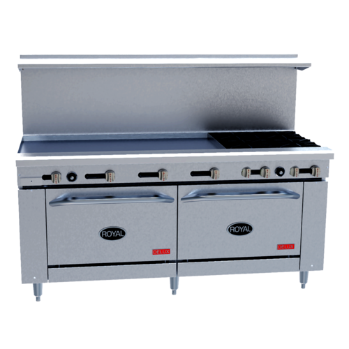 Royal Range RDR-10G12-CC-NG 72" W 10 Burners Natural Gas Delux Series Restaurant Range - 380,000 BTU