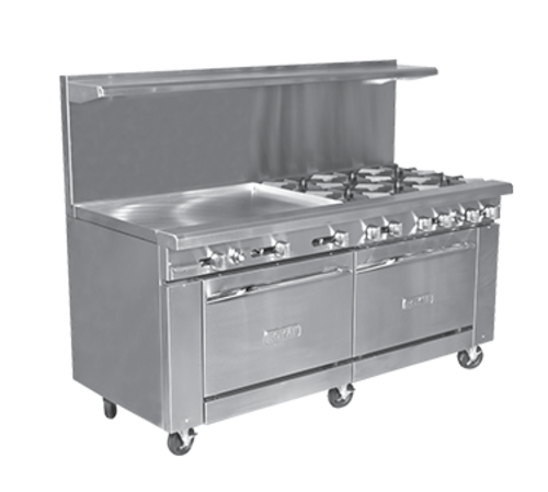 Royal Range RR-4G48-CC-NG 72" W 4 Burners Natural Gas Restaurant Range - 260,000 BTU