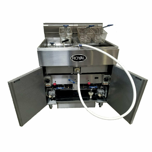 Royal Range REEF-35-5-DM2-NG 175 Lbs. Stainless Steel Natural Gas Floor Model Multivat Fryer Battery - 360,000 BTU