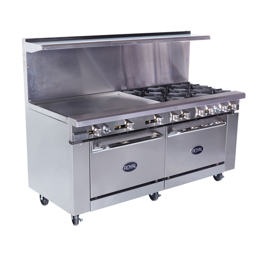 Royal Range RR-6G36-C-NG 72" W 6 Burners Natural Gas Restaurant Range - 305,000 BTU