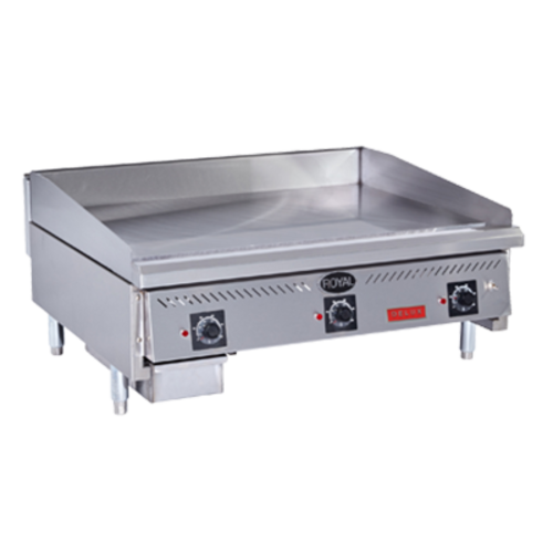 Royal Range RDSAC-36 36" W Cooking Surface Stainless Steel Countertop Liquid Propane 3 Burners Griddle Delux Series - 90,000 BTU