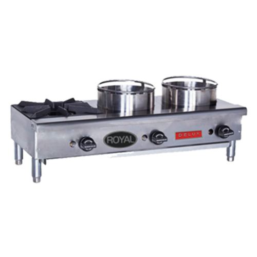 Royal Range ORHP-224 24" W Stainless Steel Countertop 2 Burners Side by Side Natural Gas Flex-System Wok Range - 60,000 BTU