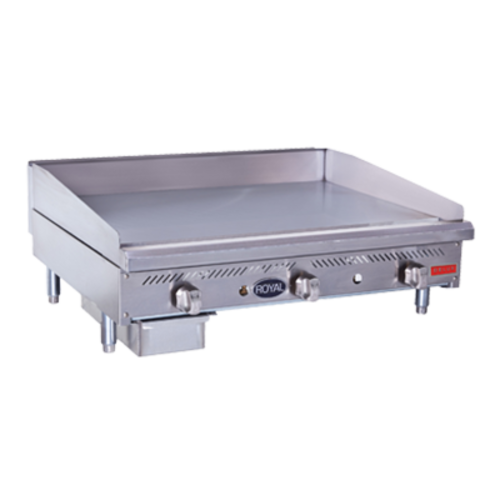 Royal Range RDMG-48 48" W Cooking Surface Stainless Steel Countertop Natural Gas Griddle Delux Series - 120,000 BTU