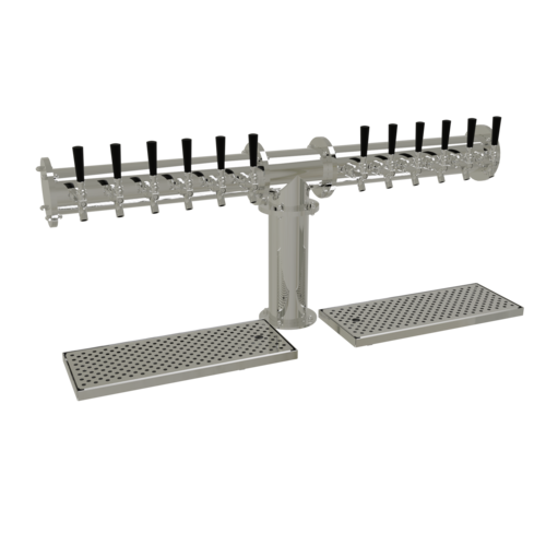 Glastender PT-12-MFR 12 Stainless Steel Faucets Mirror Finish Glycol-Cooled 1 Column Pipe Tee Draft Dispensing Tower