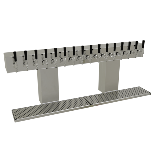 Glastender BRT-16-MF 16 Stainless Steel Faucets Air Cooled Mirror Finish 2 Insulated Column Bridge Draft Dispensing Tower