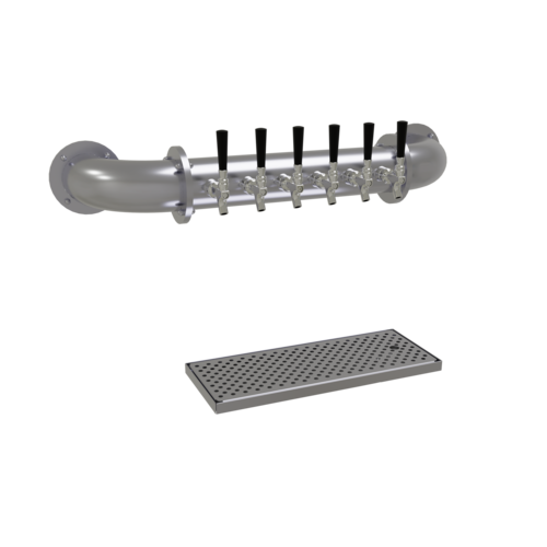 Glastender PW-6-SSR 6 Faucets Stainless Steel Finish Glycol-Cooled Wall Mount Pipe Wall Draft Dispensing Tower
