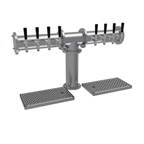 Glastender PT-8-SSR 8 Faucets Stainless Steel Finish Glycol-Cooled 1 Column Pipe Tee Draft Dispensing Tower