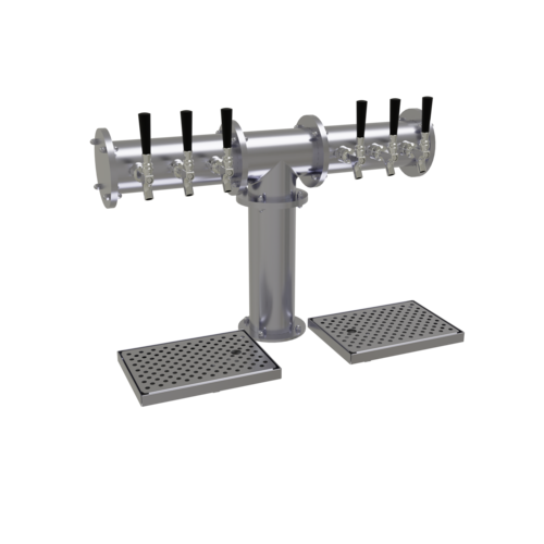 Glastender PT-6-SSR 6 Faucets Stainless Steel Finish Glycol-Cooled 1 Column Pipe Tee Draft Dispensing Tower