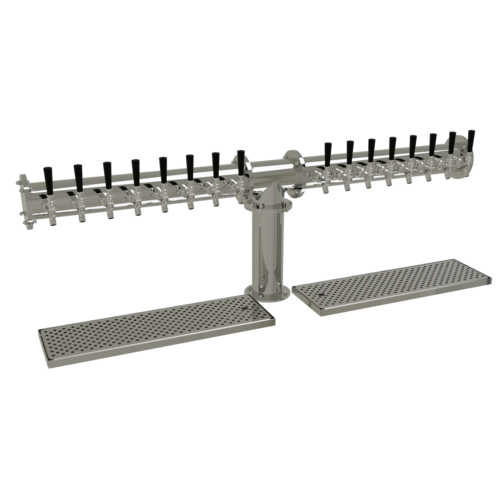 Glastender PT-16-MFR 16 Stainless Steel Faucets Mirror Finish Glycol-Cooled 1 Column Pipe Tee Draft Dispensing Tower