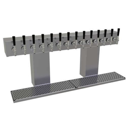 Glastender BRT-14-SSR 14 Faucets Stainless Steel Finish Glycol-Cooled 2 Insulated Columns Bridge Draft Dispensing Tower