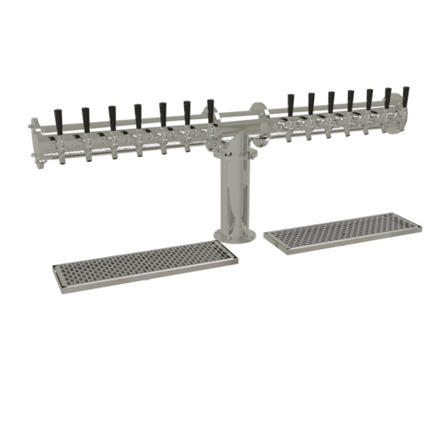 Glastender PT-14-MFR 14 Stainless Steel Faucets Mirror Finish Glycol-Cooled 1 Column Pipe Tee Draft Dispensing Tower