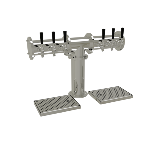 Glastender PT-6-MFR 6 Stainless Steel Faucets Mirror Finish Glycol-Cooled 1 Column Pipe Tee Draft Dispensing Tower