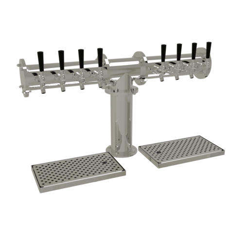 Glastender PT-8-MFR 8 Stainless Steel Faucets Mirror Finish Glycol-Cooled 1 Column Pipe Tee Draft Dispensing Tower