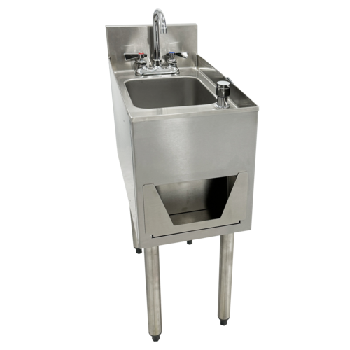 Glastender C-DHSB-12 12" W Welded Stainless Steel Free Standing CHOICE Deluxe Underbar Hand Sink Unit