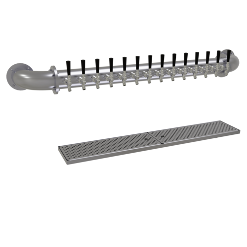 Glastender PW-14-SSR 14 Faucets Stainless Steel Finish Glycol-Cooled Wall Mount Pipe Wall Draft Dispensing Tower