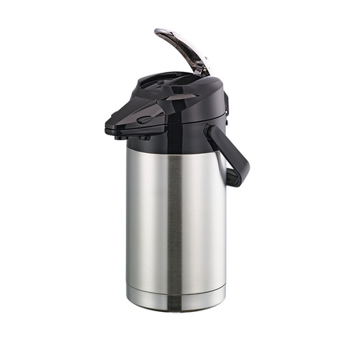 Service Ideas ENALS22S 2.2 L. Stainless Steel Black Lid Snap -On Flavor Lever Style Signa-Air Airpot