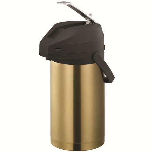 Service Ideas CTAL30BLVG 3 L. Vintage Gold Stainless Steel Black Lid Lever Style Metallic Elements Airpot