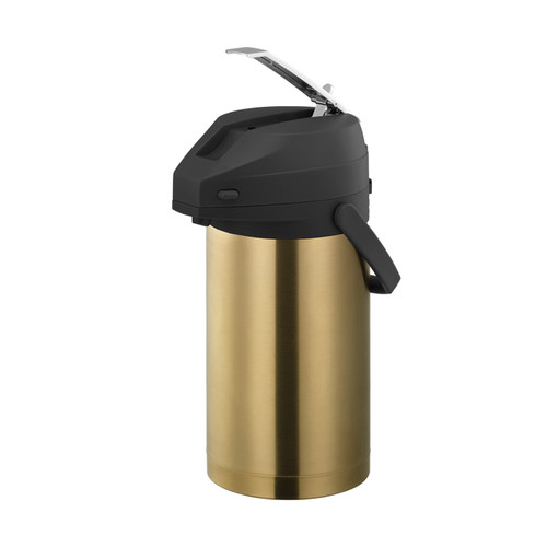 Service Ideas CTAL30BLVG 3 L. Vintage Gold Stainless Steel Black Lid Lever Style Metallic Elements Airpot