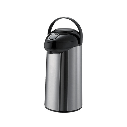 Service Ideas GLAP250 2.5 L. Stainless Steel Push Button Black Lid Steelvac Premium Airpot