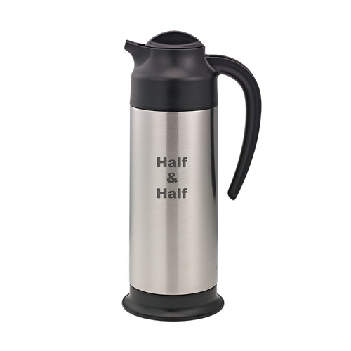Service Ideas SSN100HHET 33.8 Oz. Stainless Steel Black SteelVac Vacuum Creamer