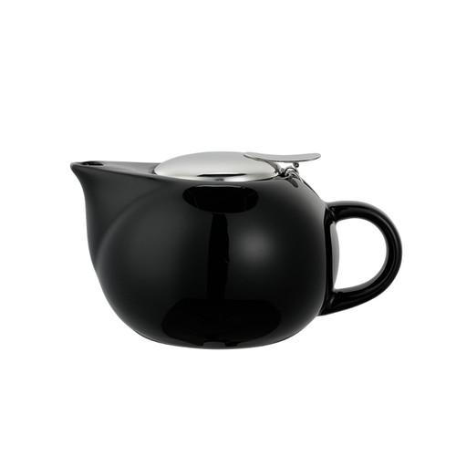 Service Ideas TPC16BL 16 Oz. Black Ceramic Round Teapot