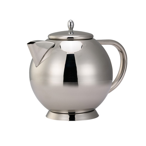 Service Ideas TT12SS 40.5 Oz. Stainless Steel Ergonomic Handle Tea Time Teapot with Lid