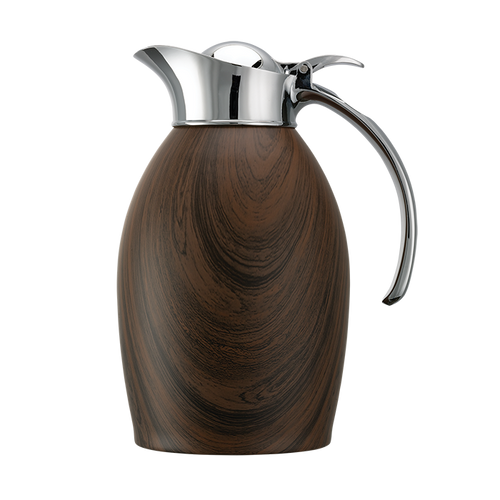 Service Ideas NIC10BSDW 1 L. Dark Wood Stainless Steel Nicollet Series Vacuum Insulated Carafe