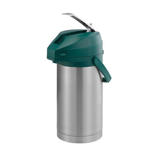 Service Ideas CTAL37GRN 3.7 L. Stainless Steel Lever Style Green Lid Airpot