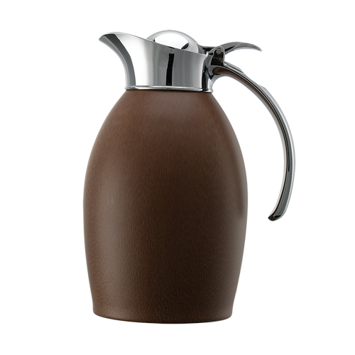 Service Ideas NIC10BSLTH 1 L. Italian Leather Stainless Steel Nicollet Series Vacuum Insulated Carafe