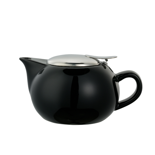 Service Ideas TPC10BL 10 Oz. Black Ceramic Round Teapot