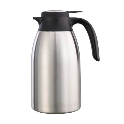 Service Ideas FCC16SS 1.6 L. Stainless Steel Black Plastic Push Button Lid Beverage Carafe