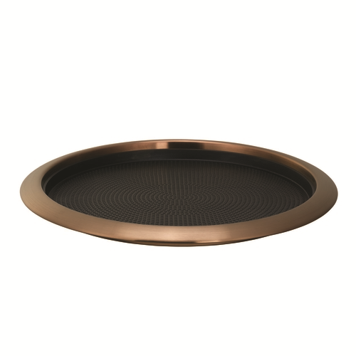 Service Ideas TR1412RIRG 14" Dia. Rose Gold Round Stainless Steel Metallic Elements Tray