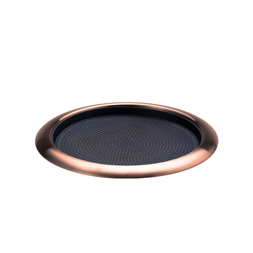 Service Ideas TR1412RIRG 14" Dia. Rose Gold Round Stainless Steel Metallic Elements Tray