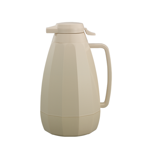 Service Ideas NG421AL 2 L. Almond Plastic Double Wall Push Button Lid New Generation Server