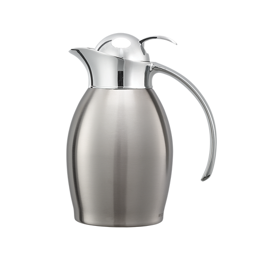 Service Ideas NIC06BSPB 0.6 L. Stainless Steel Push Button Nicollet Series Vacuum Insulated Carafe