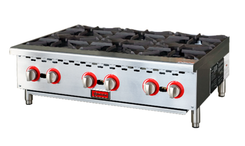 Omcan USA 47381 36" W Stainless Steel 6 Burners Natural Gas Hotplate - 100,000 BTU