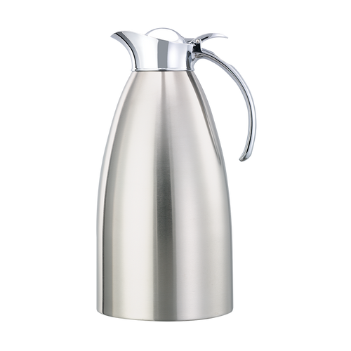 Service Ideas MAR20BS 2 L. Brushed Polished Stainless Steel Flip Top Lid Marquette Series Carafe