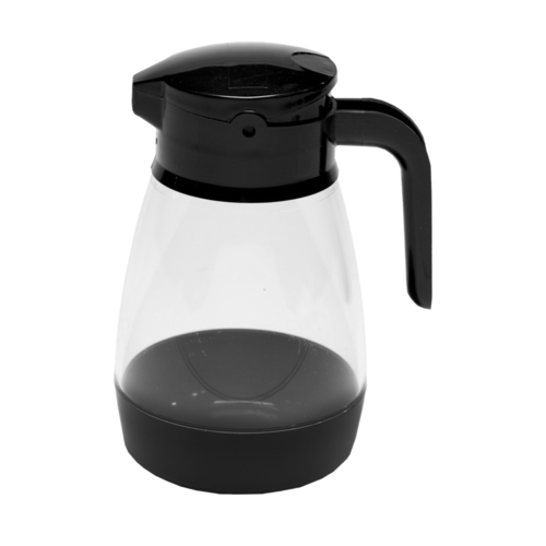 Service Ideas SY916BL 16 Oz. Black Plastic Syrup Saver Syrup/Topping Dispenser