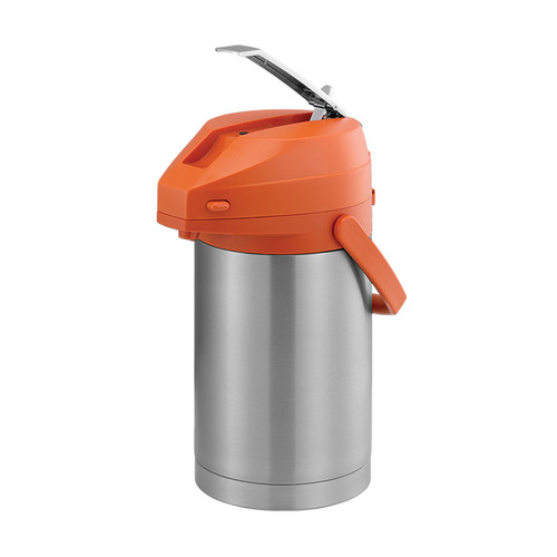 Service Ideas CTAL25OR 2.5 L. Stainless Steel Lever Style Orange Lid Airpot
