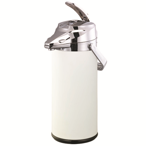 Service Ideas ENALS22SCHWH 2.2 L. Stainless Steel with White Powder Coat Finish Snap -On Flavor Lever Style Signa-Air Airpot